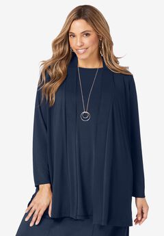 Stretch Knit Open Front Knit Topper