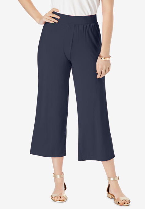 Everyday Knit Wide-Leg Crop Pant, NAVY, hi-res image number null