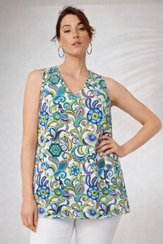 Stretch Cotton V-Neck Trapeze Tank