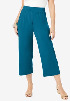 Stretch Knit Wide Leg Crop Pant