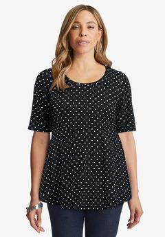 Stretch Cotton Peplum Tunic