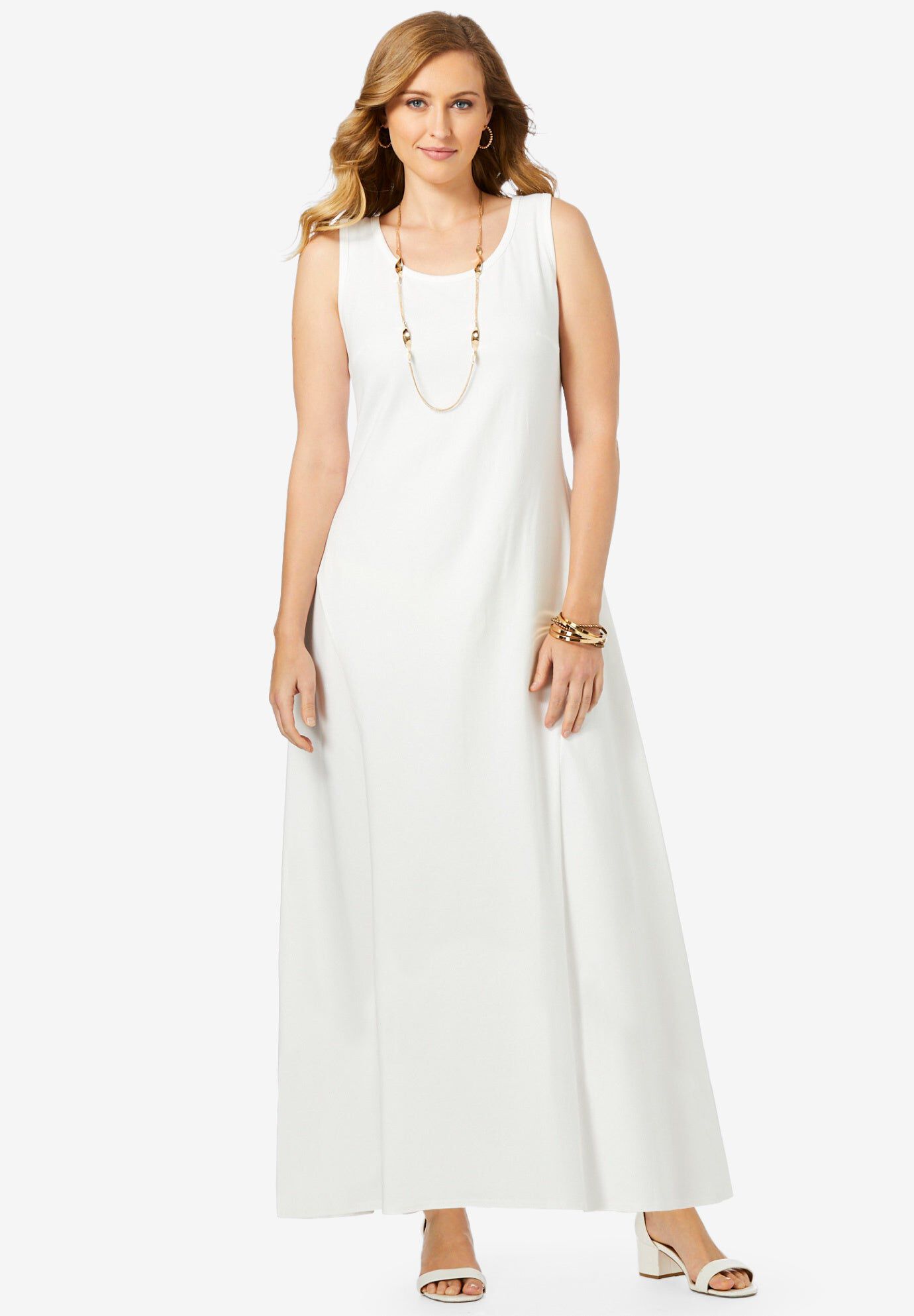 Avery Relaxed Maxi Tank Dress in Off White main image 1
