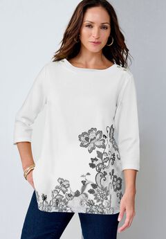 Stretch Cotton Boatneck Tunic