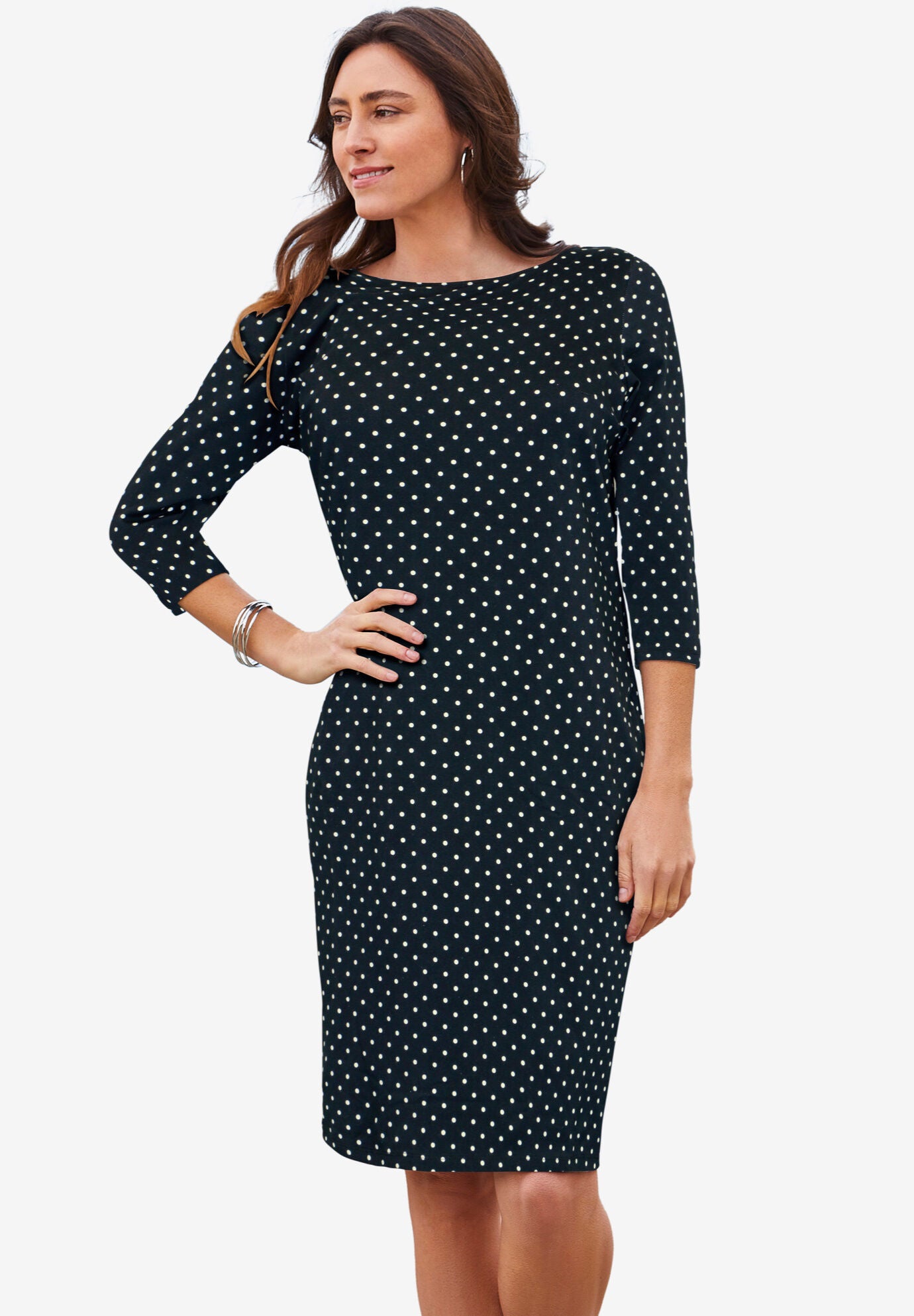 Boatneck Shift Dress Woman Within