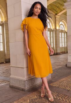 Georgette Fit-and-Flare Caplet Dress