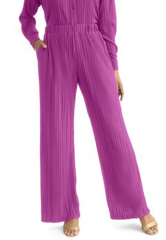 Plisse Wide-Leg Trouser