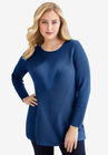 Ribbed Pullover Tunic Sweater, TWILIGHT BLUE, hi-res image number null
