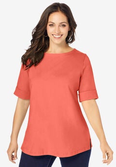 Stretch Cotton Cuff Tee