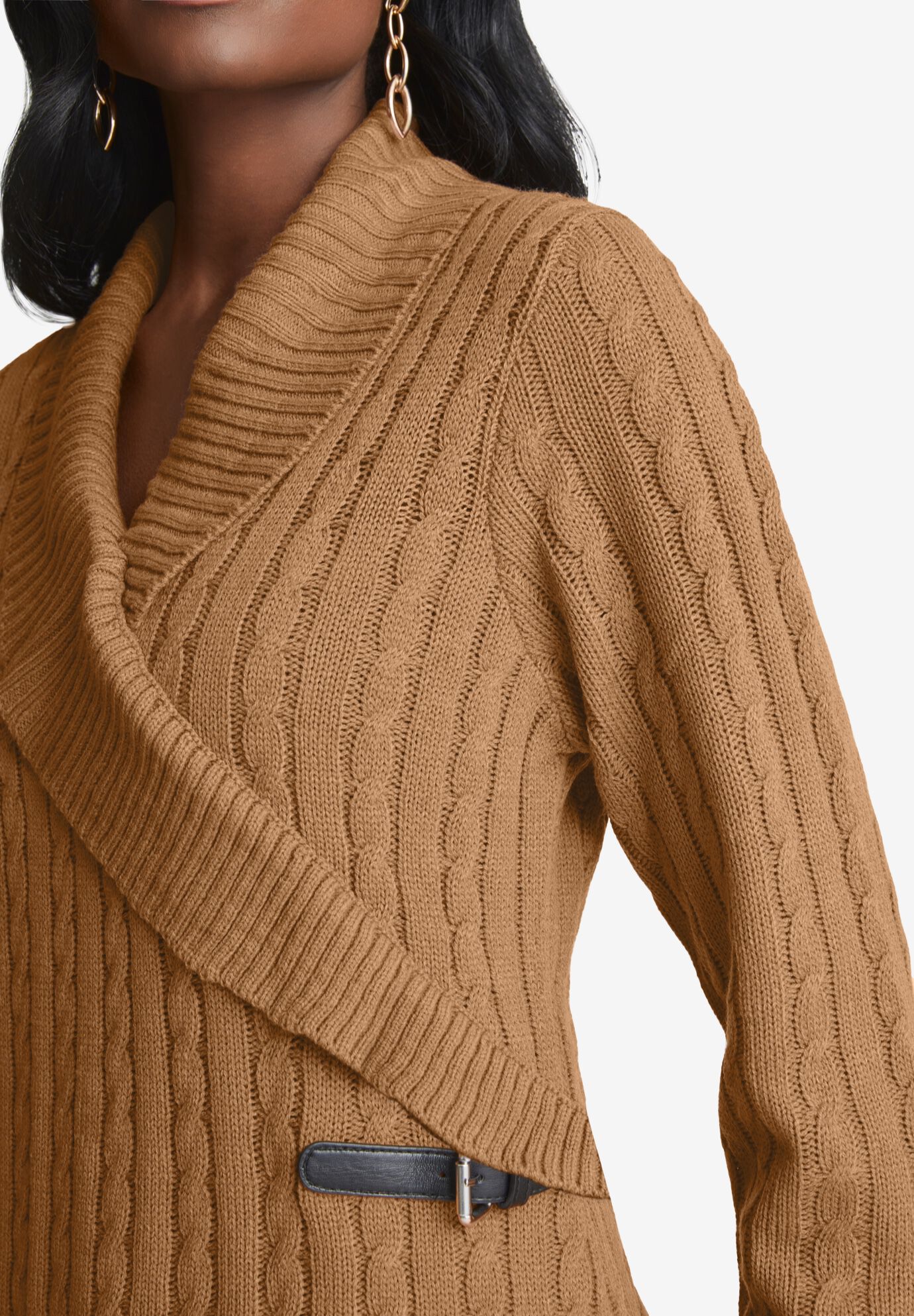 Pullover Faux Wrap Buckle Dress, , alternate image number 2