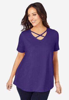 Stretch Cotton Crisscross Strap Tee