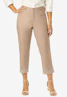 Stretch Poplin Classic Cropped Straight Leg Pant, NEW KHAKI EMBROIDERY, hi-res image number null