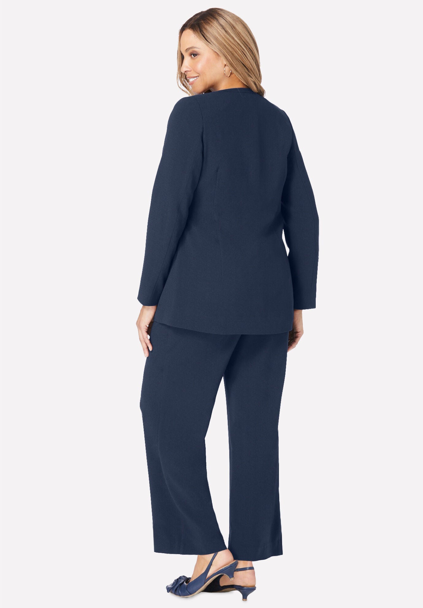 Blue pant suit plus size sale