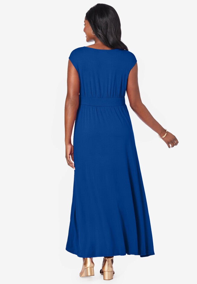 Stretch Knit V-Neck Maxi Dress, , on-hover image number null