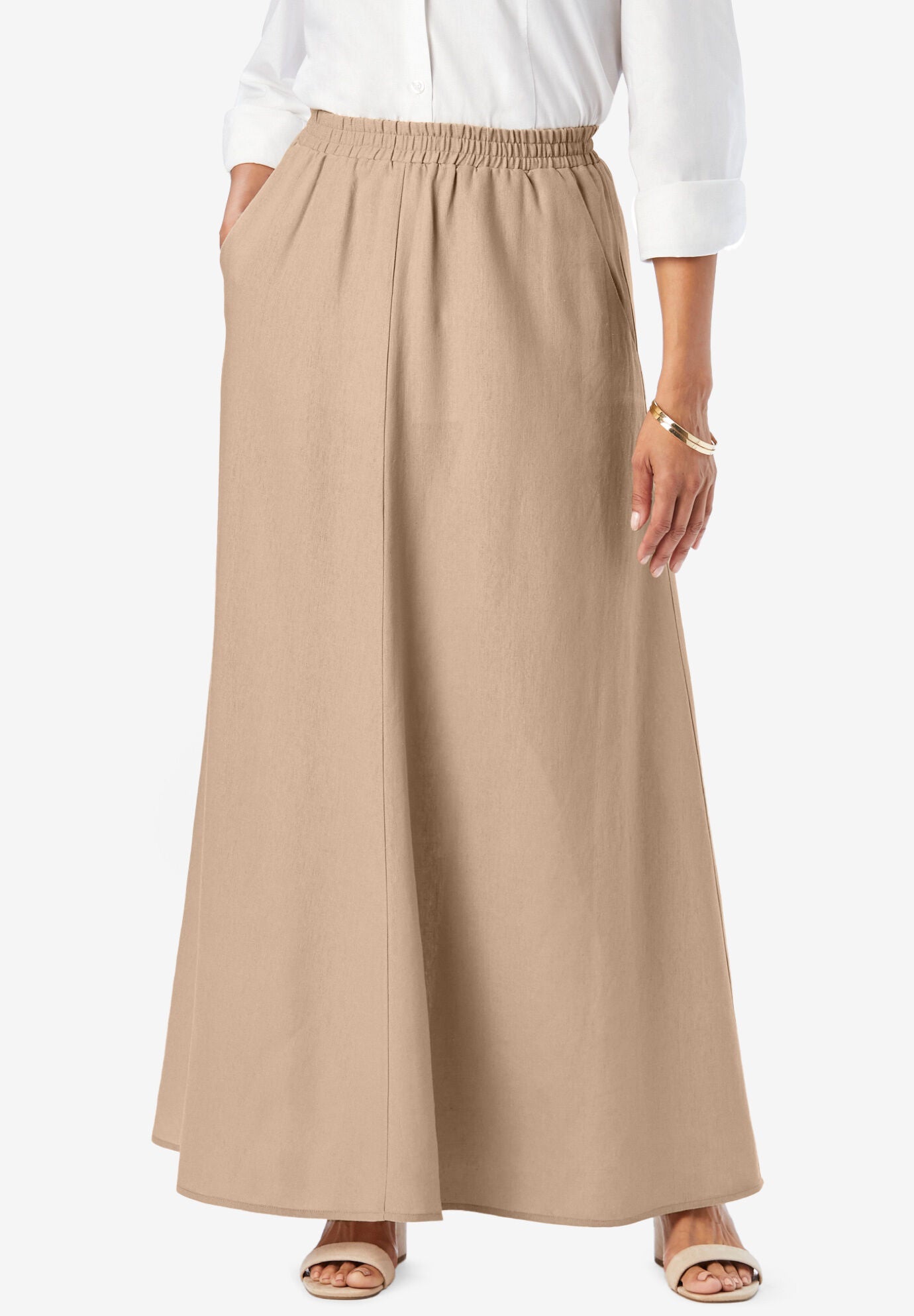 Linen Maxi Skirt Essential Summer Fashion New Khaki