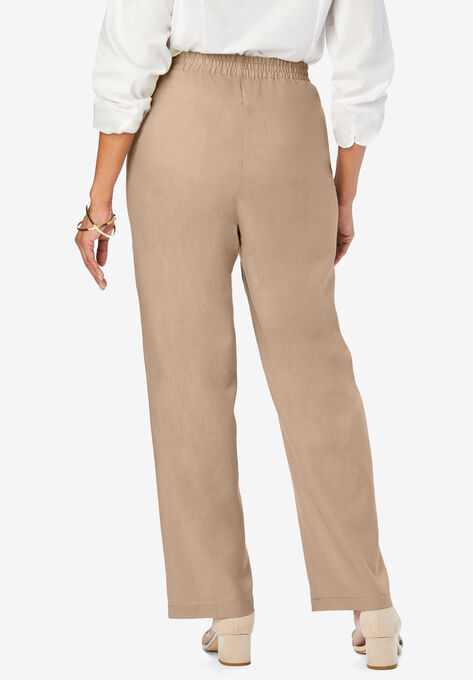Lightweight Linen-Blend Straight-Leg Pants, , on-hover image number null