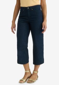 Classic Cotton Denim Wide Leg Crop Jean