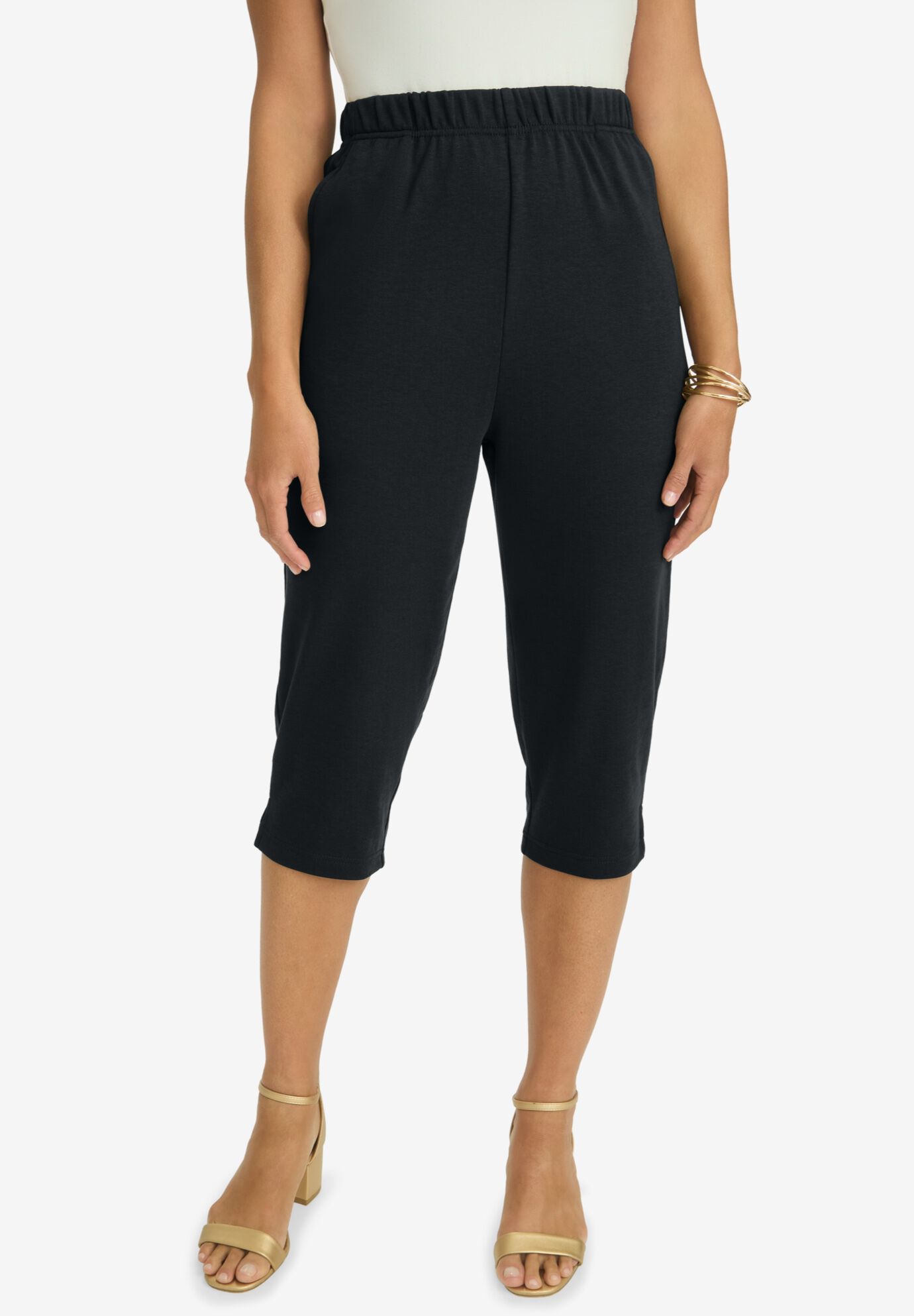 Seersucker Capri Pant - Women's Cotton Bottoms, Navy Gingham