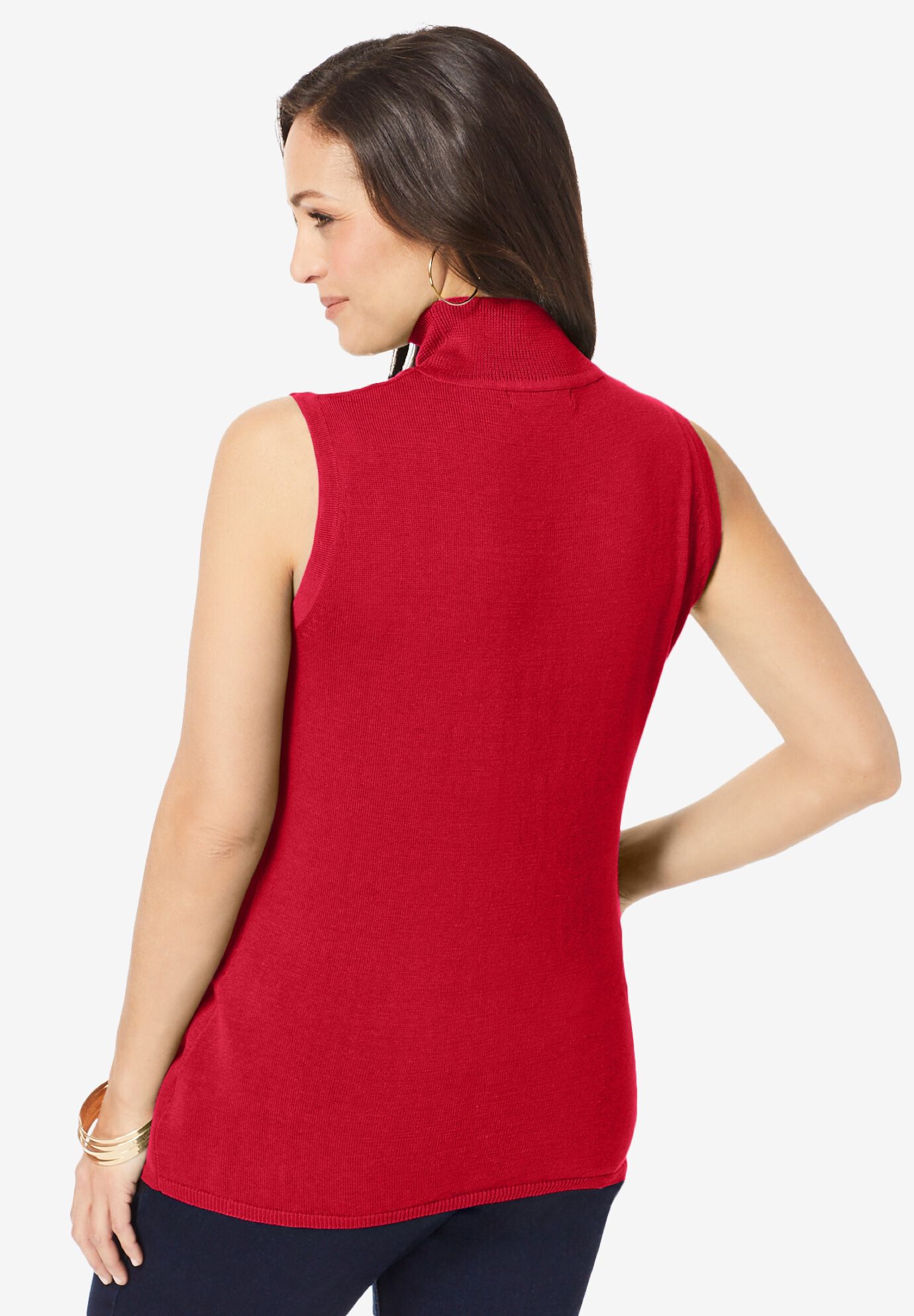 Fine Gauge Mockneck Sweater, CLASSIC RED, on-hover image number 1