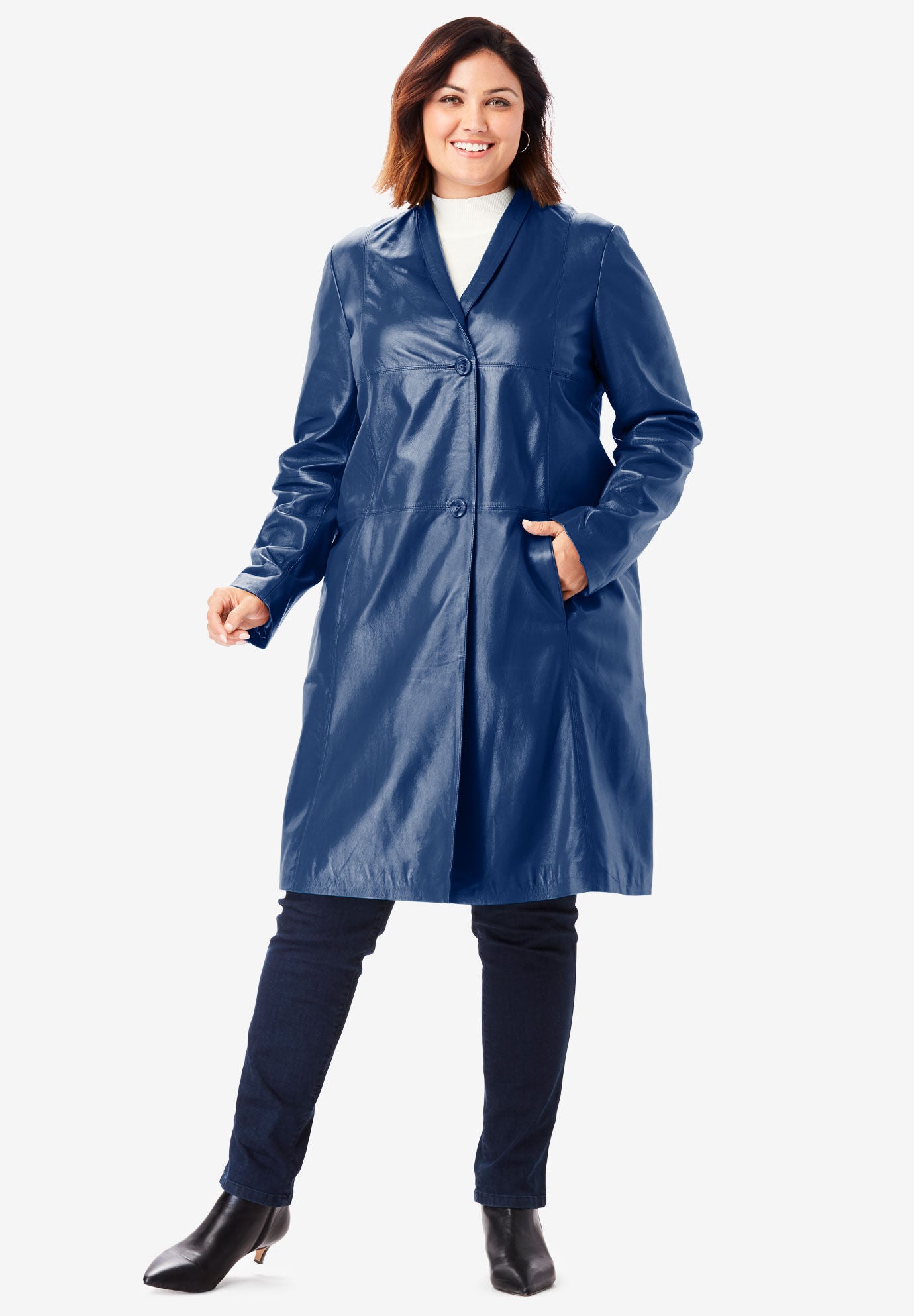leather swing coat plus size