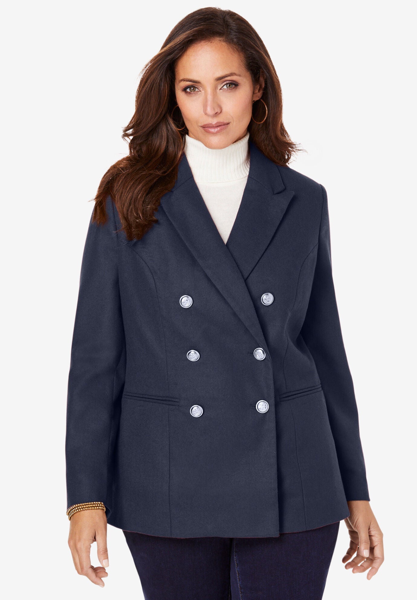 plus size double breasted pea coat