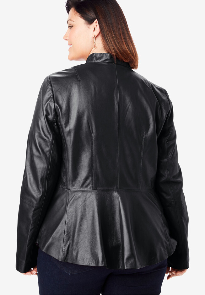 Leather Peplum Jacket | Woman Within