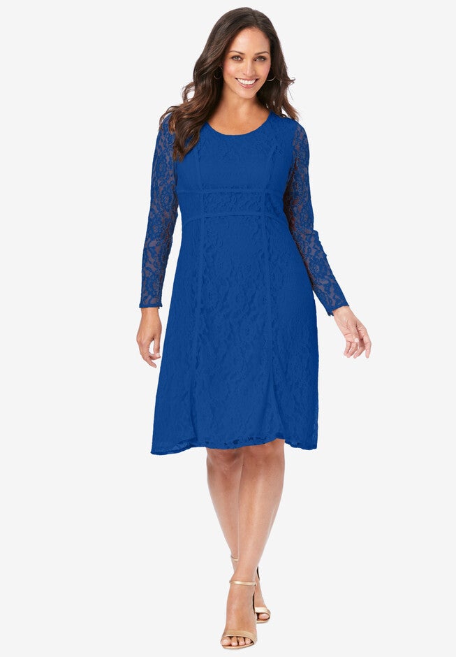 Seamed Lace Dress, DARK SAPPHIRE, hi-res image number 0