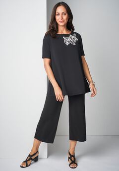 Stretch Knit Boatneck Swing Tunic