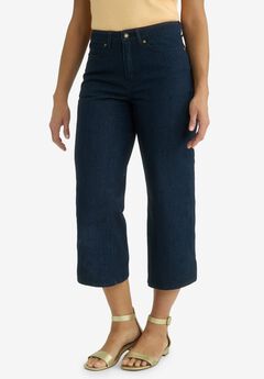 Classic Cotton Denim Wide Leg Crop Jean