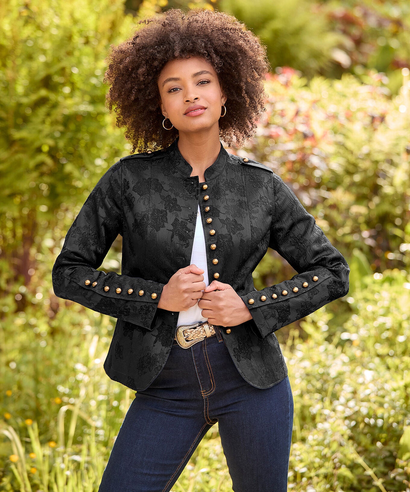 Refined Military Jacket, BLACK, hi-res image number 0