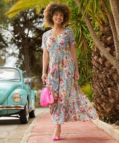 Vintage Tie Waist Maxi Dress
