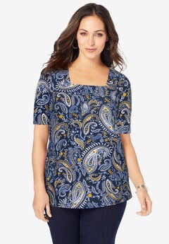 Plus Size Navy Shirts