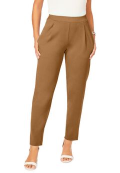 Stretch Knit Crepe Straight Leg Pants