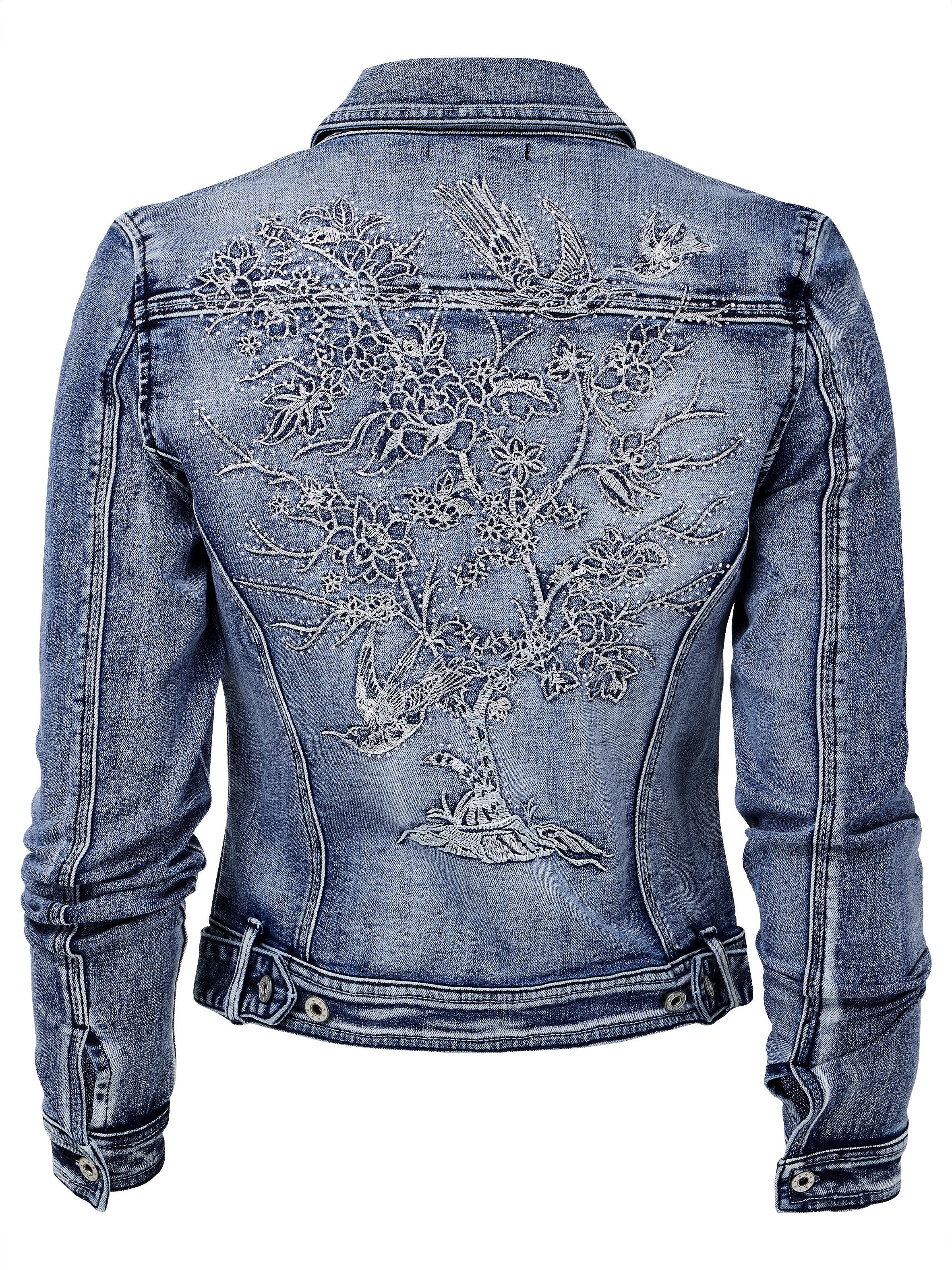 Slim-Fit Embellished Denim Jacket, LIGHT BLUE EMBELLISHMENT, alternate image number 3
