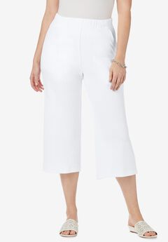 Plus Size White Wide Leg Trousers