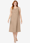 Linen Fit & Flare Dress, NEW KHAKI, hi-res image number null
