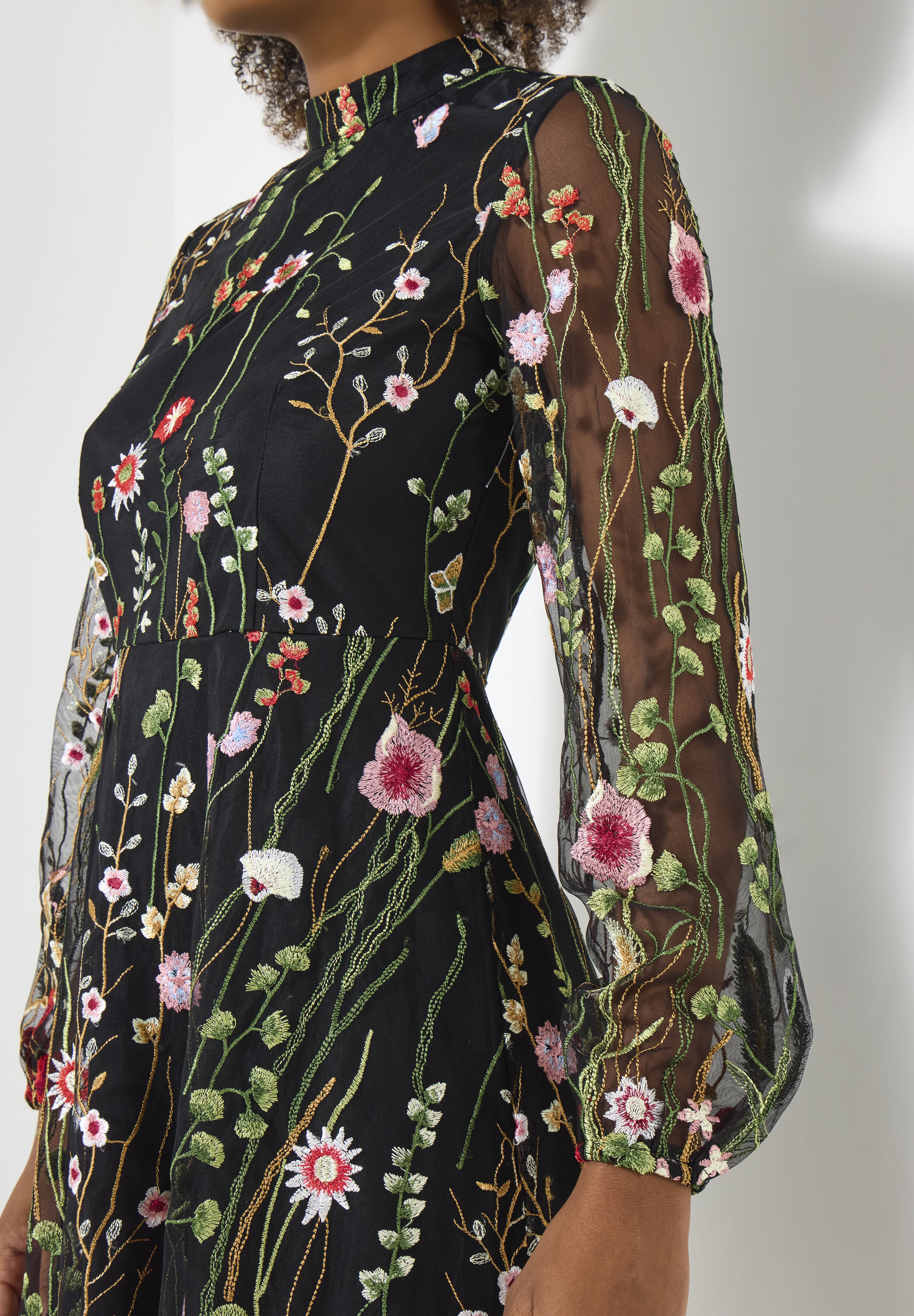 Embroidered Floral Dress, MIDNIGHT MULTI GARDEN, alternate image number 2
