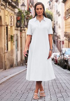 Notch Neck Midi Dress