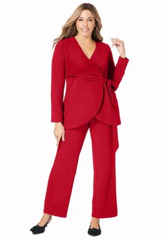 2-Piece Faux Wrap Pantsuit