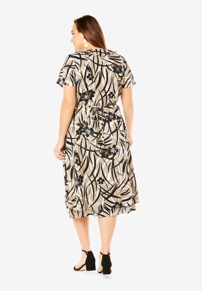 Linen-Blend Wrap Dress, , on-hover image number null