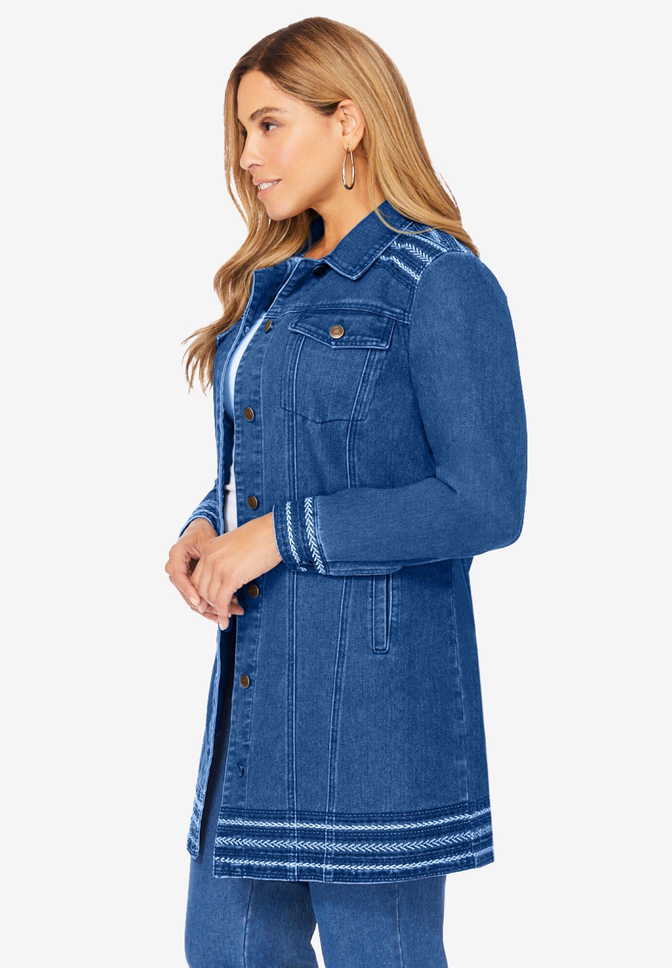 Women's longer online length denim jacket