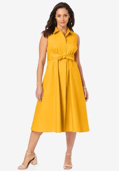 Stretch Cotton Sleeveless Shirtdress