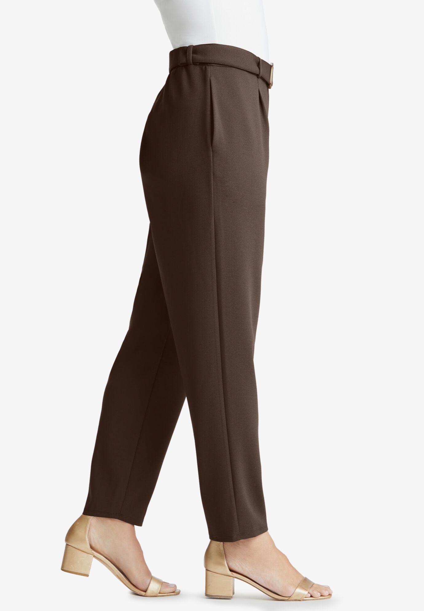 Knit Crepe Belted Tapered Pant, , alternate image number 2