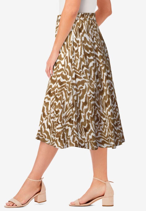 Button-Front Gauze Midi Skirt, , alternate image number null