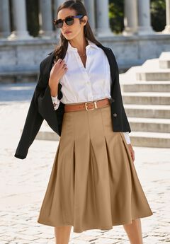 Faux Leather Pleated Midi Skirt