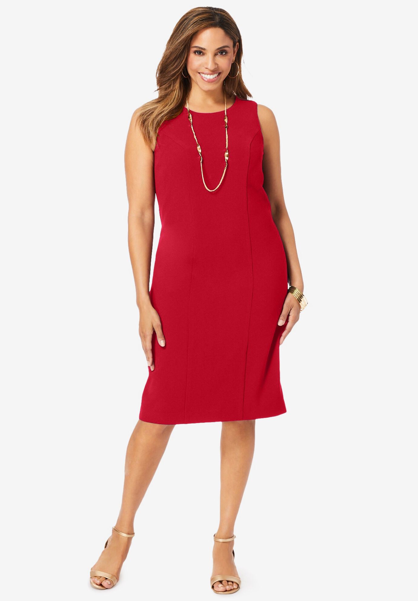 2-Piece Stretch Crepe Single-Breasted Jacket Dress, , alternate image number 2