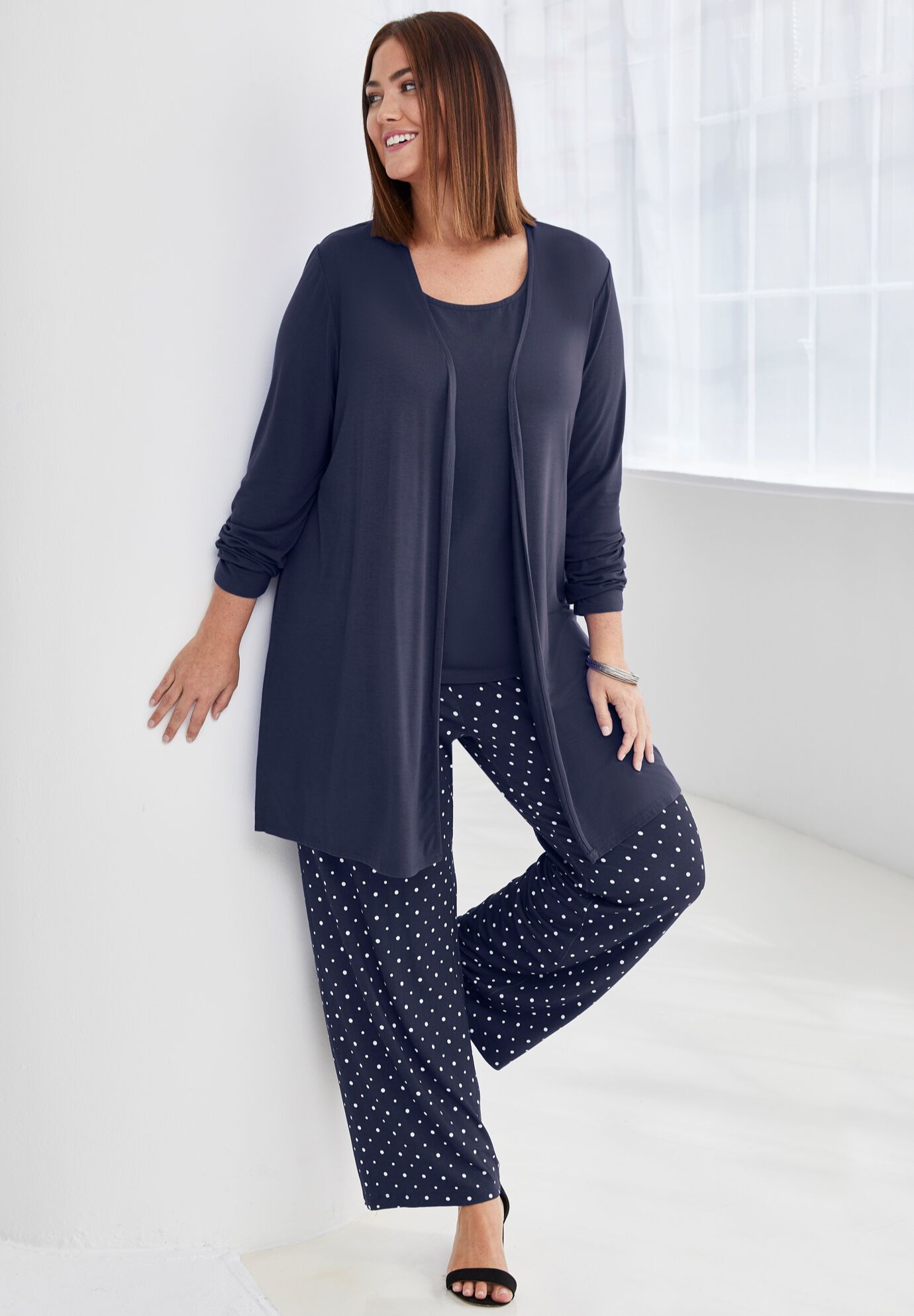 Everyday Stretch Knit Open Front Cardigan, , alternate image number 3