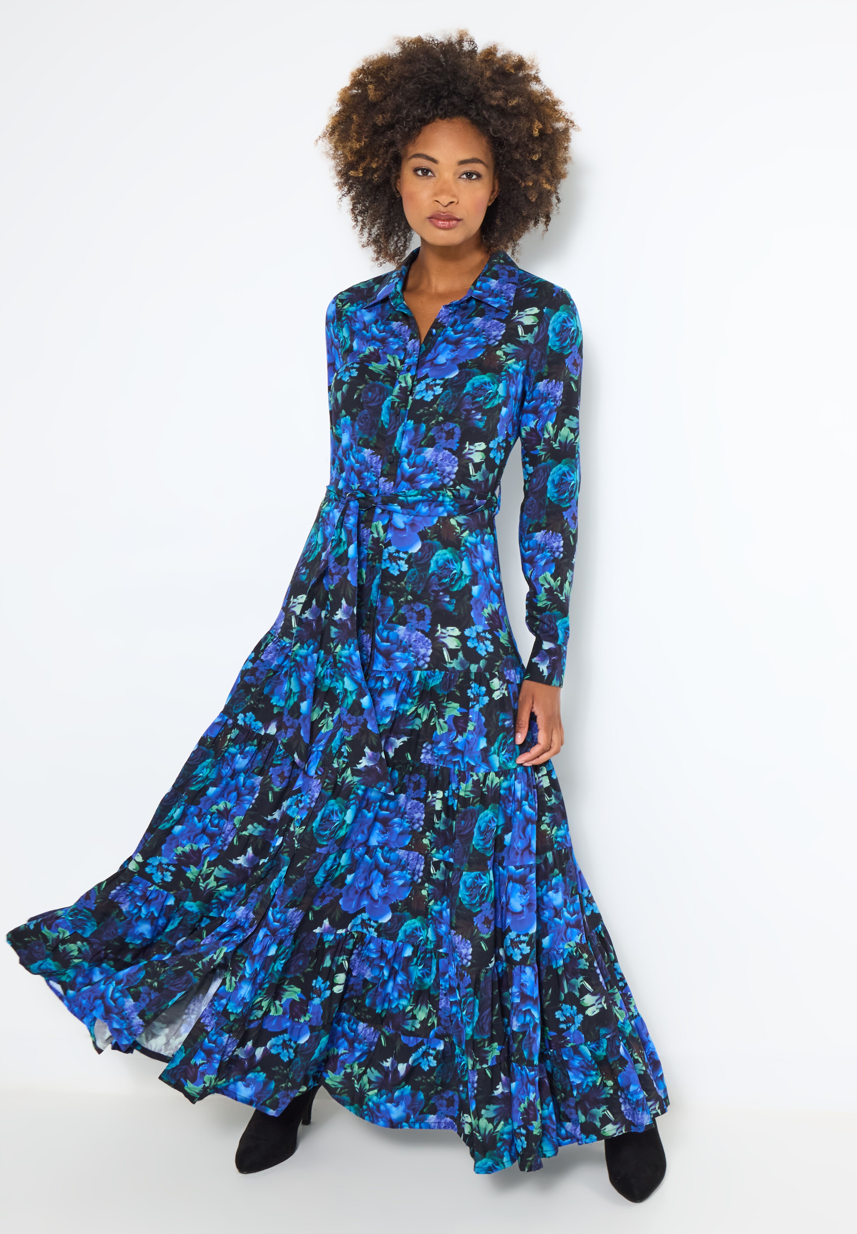 Garden Maxi Shirtdress, SAPPHIRE POPPY FLORAL, alternate image number 4