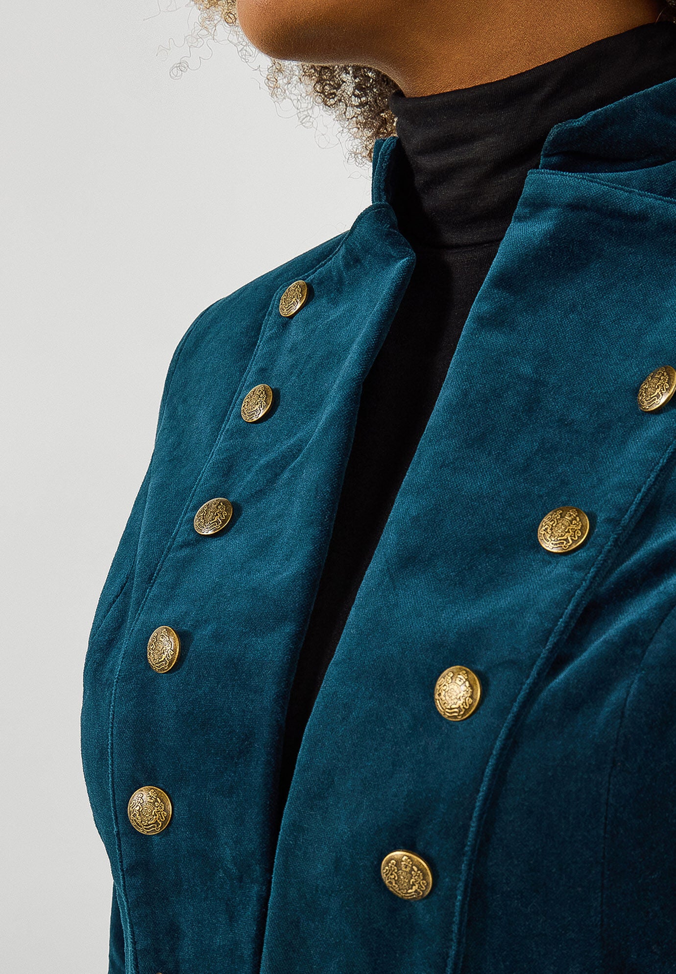 Cotton Moleskin Military Coat, STRATIFIED SEA, alternate image number 2