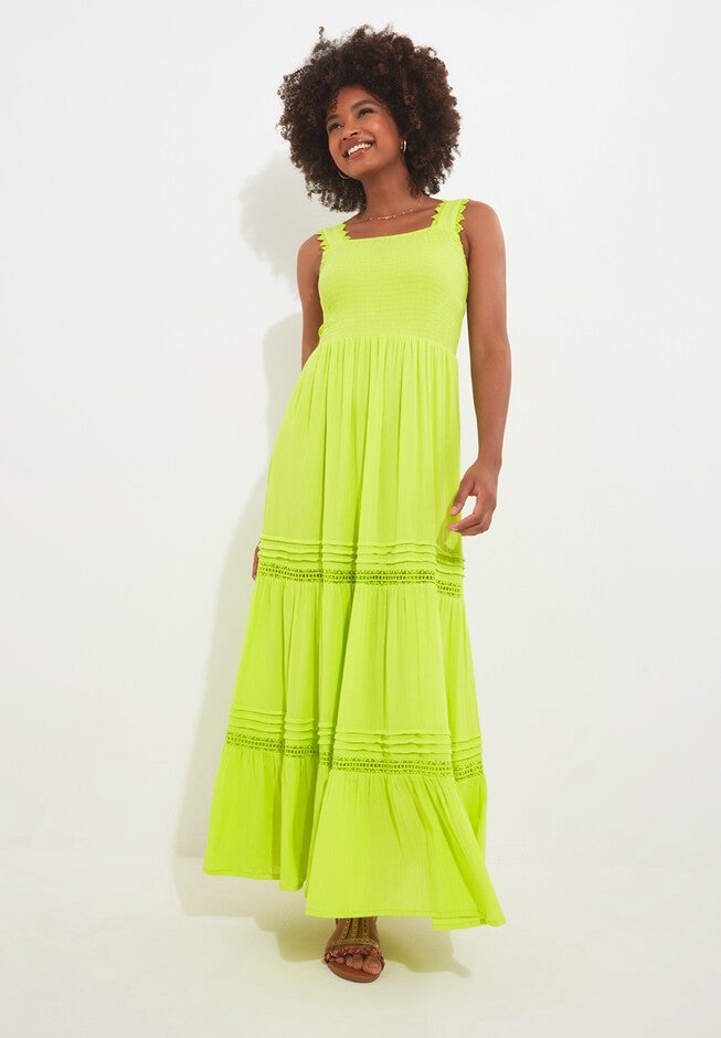 Square Neck Crinkle Maxi Dress, LIME, hi-res image number null