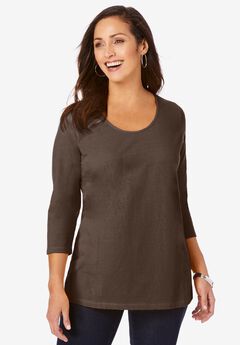 Stretch Cotton Scoop Neck Tee